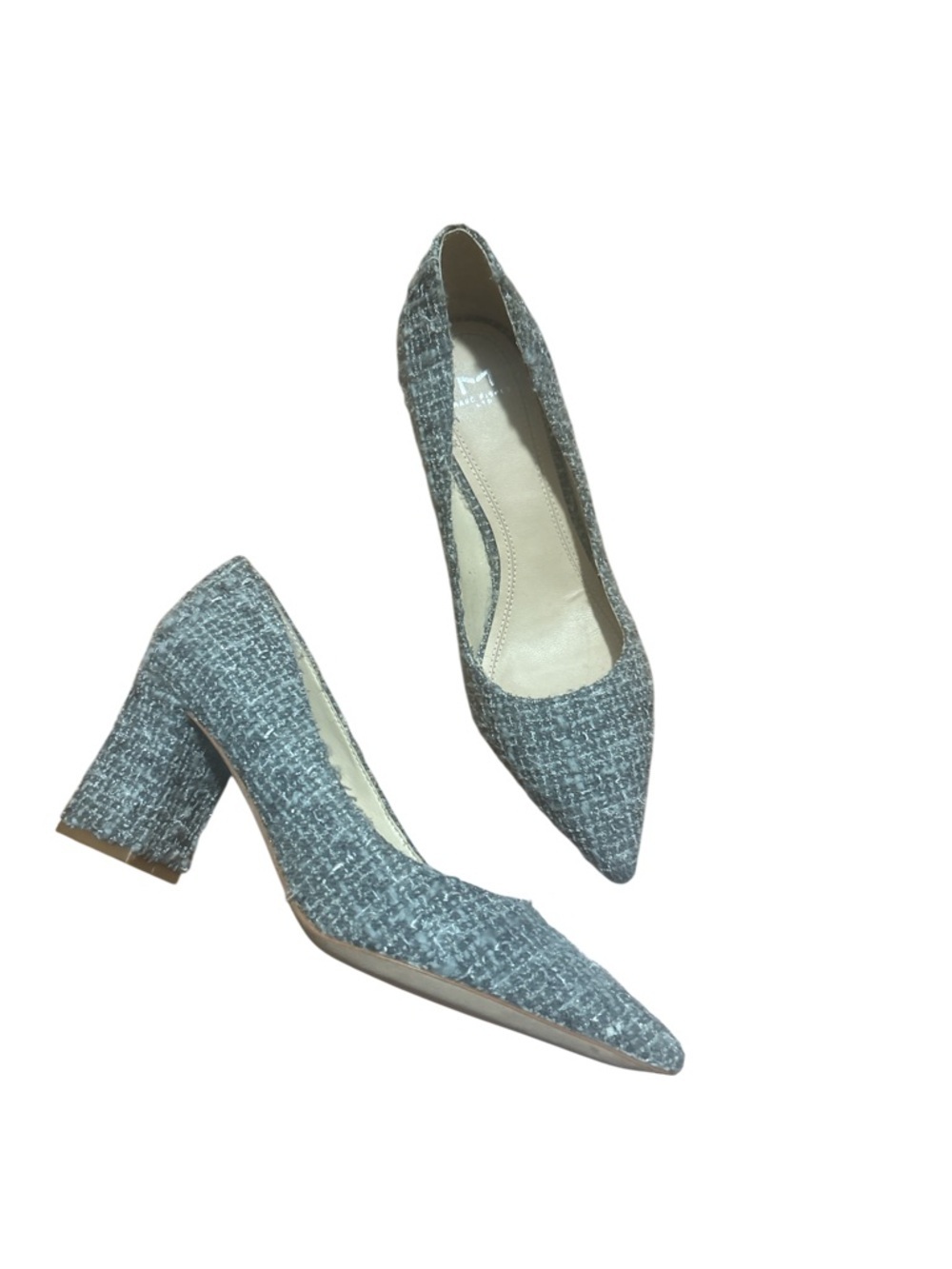 Marc Fisher LTD Grey Boucle Tweed Pointed Toe Block Heel Pumps Women’s 7M